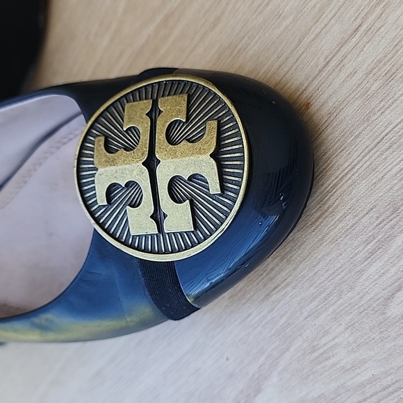 TORY BURCH Black Minnie Embellished Ballerina Low Block Heels #33634 Size 8 - Picture 6 of 12